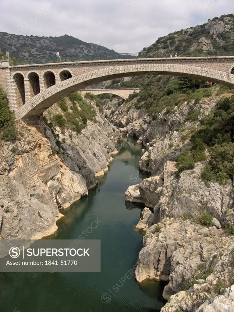 Bridge across river, Pont du Diable, Herault River, Herault, Languedoc_Roussillon, France