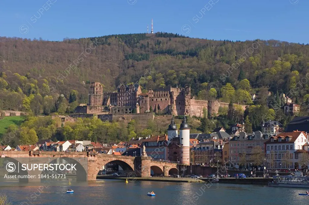 Arch bridge across river, River Neckar, Heidelberg, Germany
