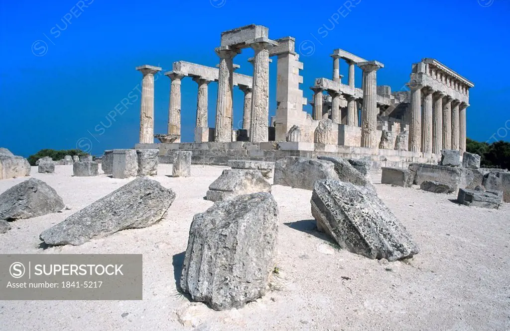 Ruins of temple of Goddess Aphaia, Aegina, Greece