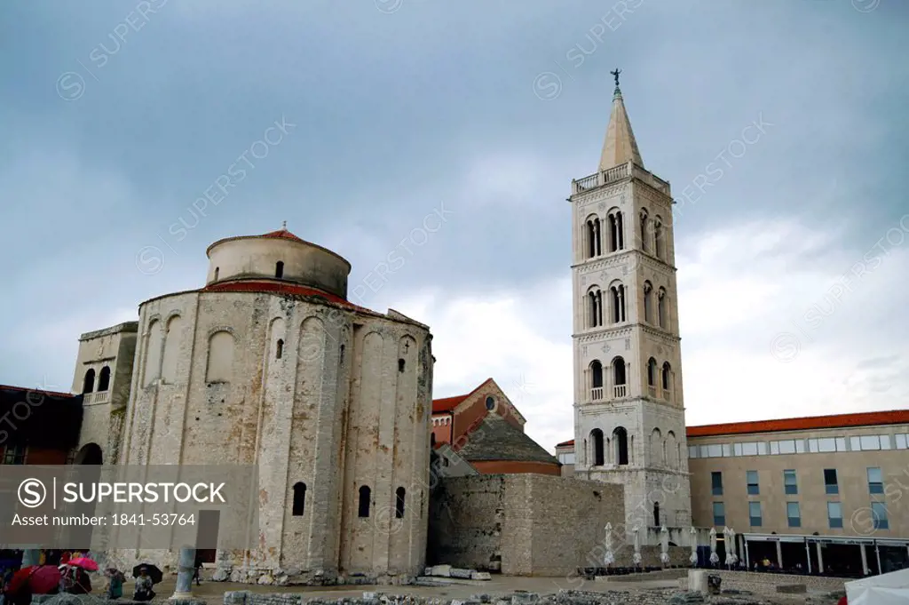 Roman stonewalls in front of Sveti Donat Church, Zadar, Croatia, wide_angle view