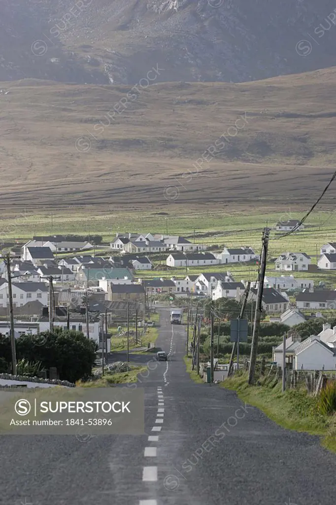 Vehicles on country road, Achill Island, County Mayo, Republic of Ireland