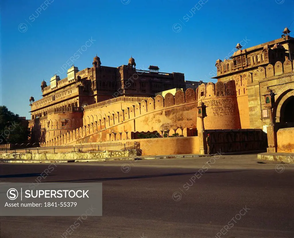 Fort at roadside, Junagarh Fort, Bikaner, Rajasthan, India