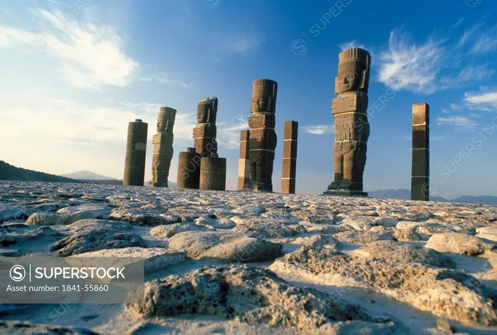 Old ruins of columns, Tula, Mexico