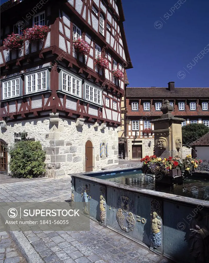 Fountain in front of town hall, Baden_Wurttemberg, Germany
