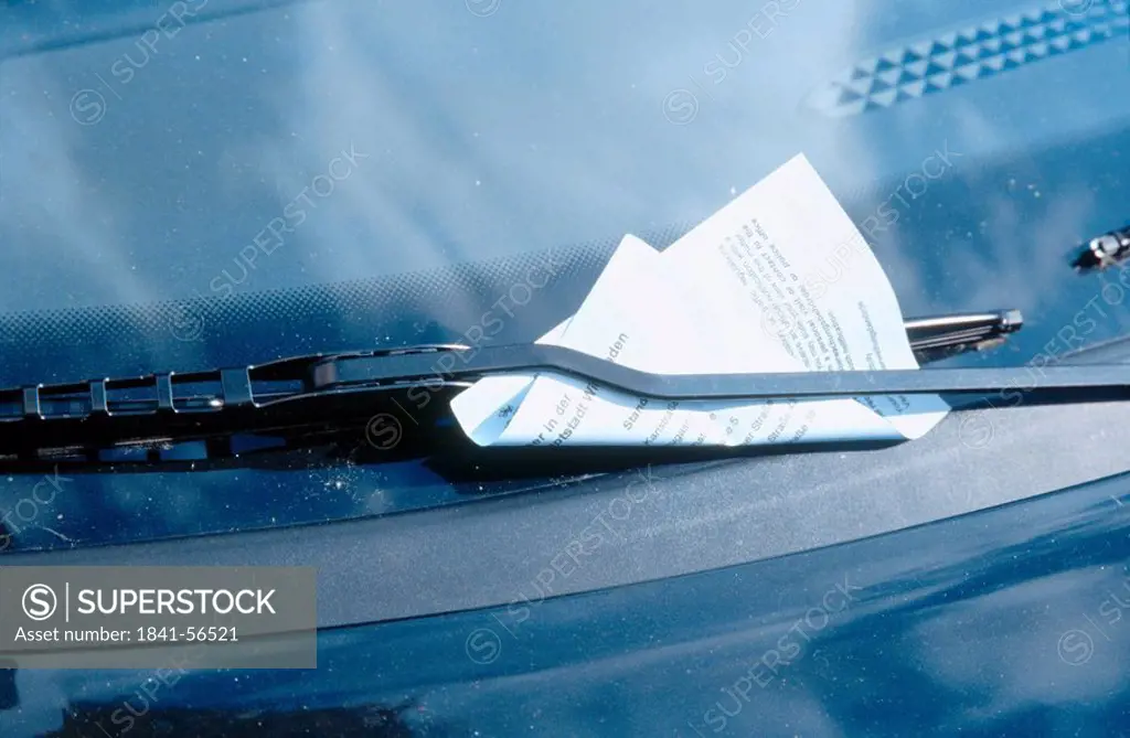 Violation ticket on windshield