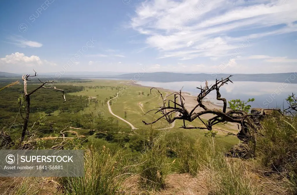 Landscape and view on lake Nakuru, Lake Nakuru National Park, Kenya, high angle view