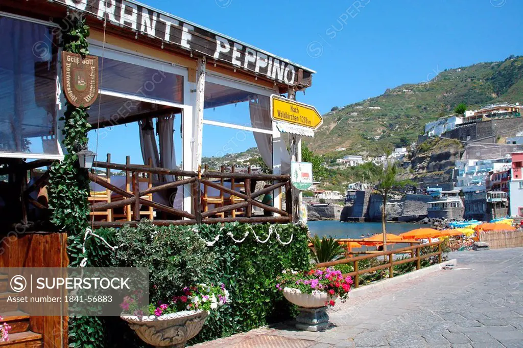 Restaurant at the coast of Sant Angelo, Ischia, Campania, Italy
