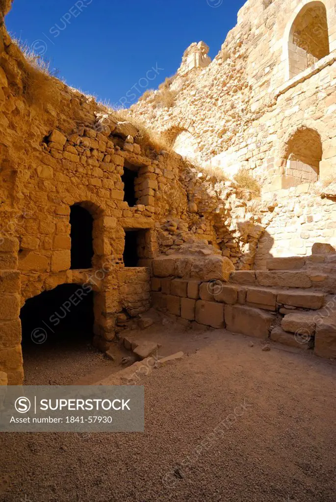 Old ruins of castle, Karak Castle, Kerak, Jordan