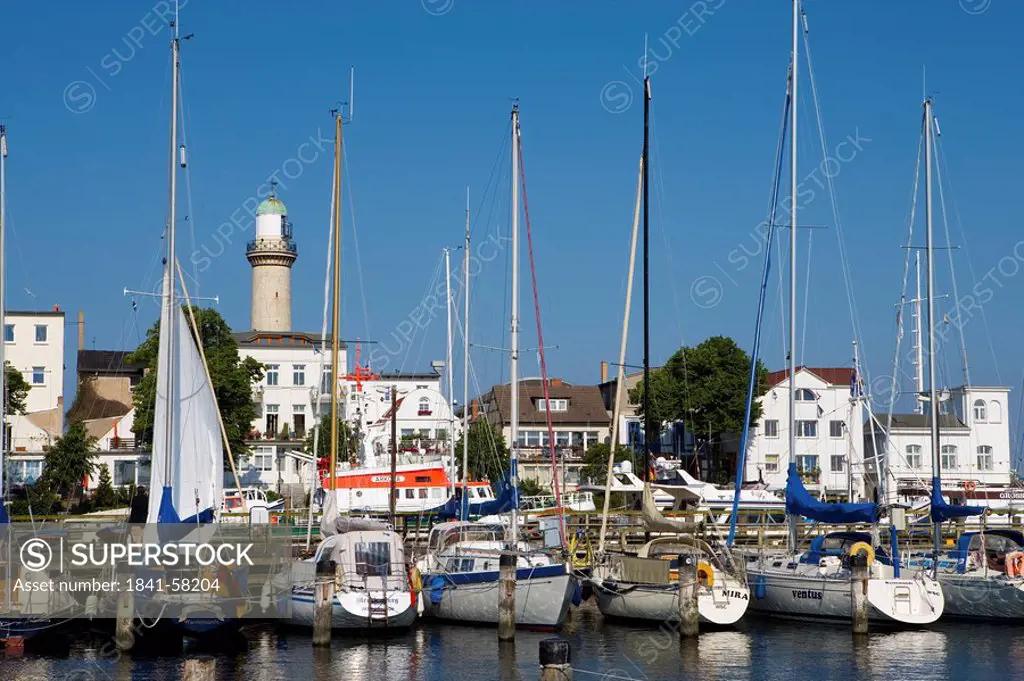 Sailing yachts at the marina of Warnemuende, Rostock, Germany