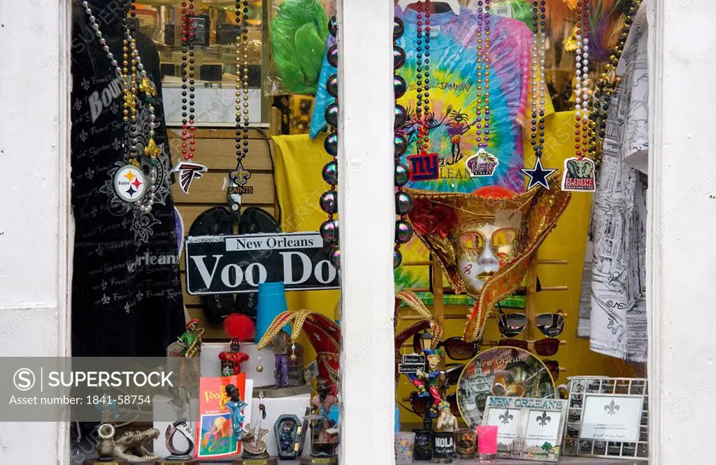Souvenir shop with voodoo dolls, Bourbon Street, New Orleans, Louisiana, USA