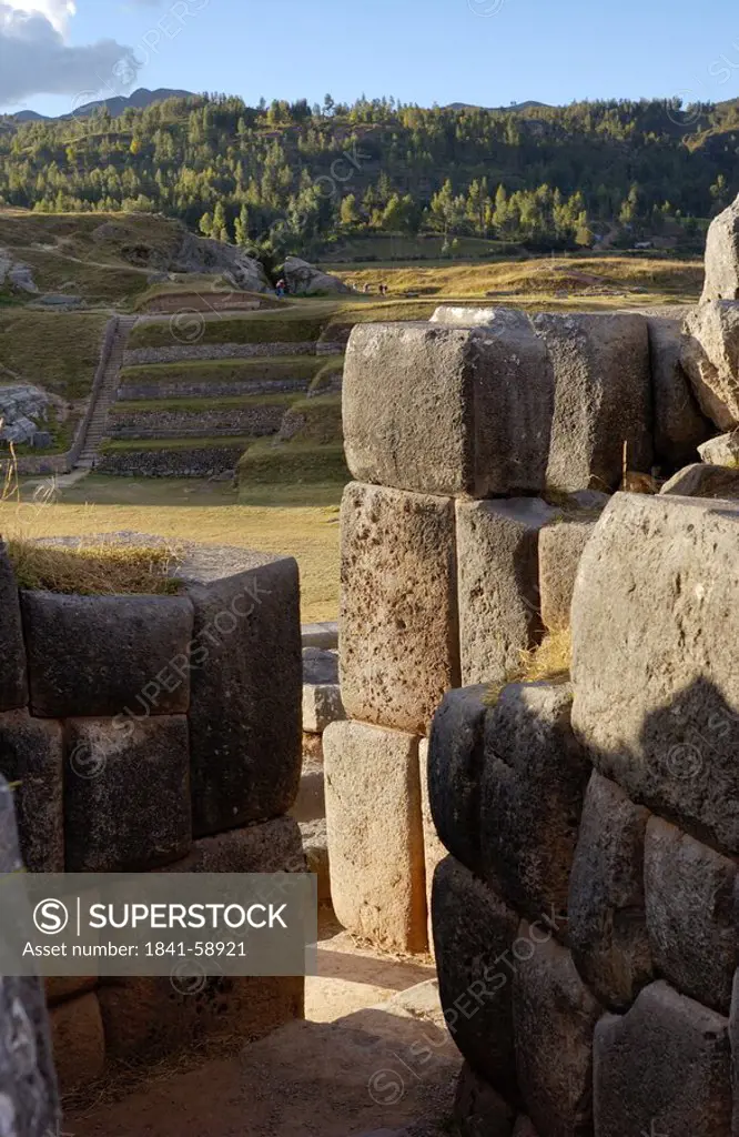 Old ruins of fortress, Sacsayhuaman, Cuzco, Cusco Region, Peru
