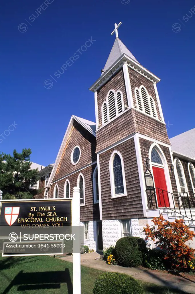 Signboard of Episcopal church, St. Paul´s By the Sea, Maryland, USA