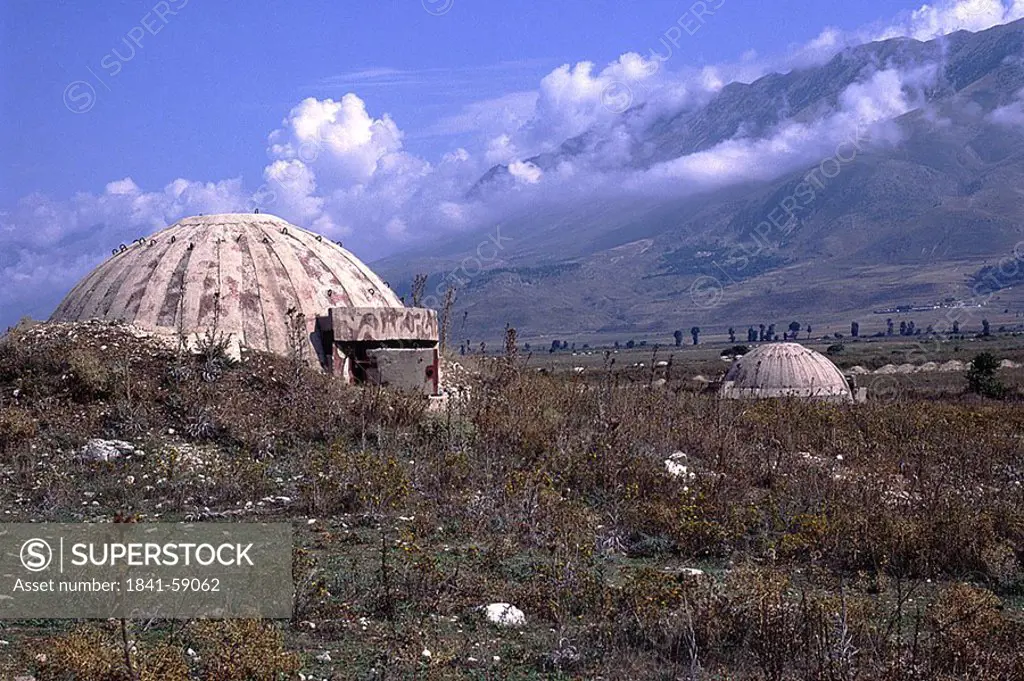 Domed structure on landscape, Gjirokaster, Albania