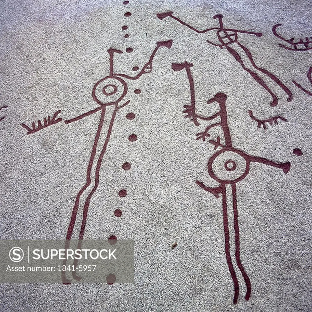 Petroglyphs on rock face, Sweden