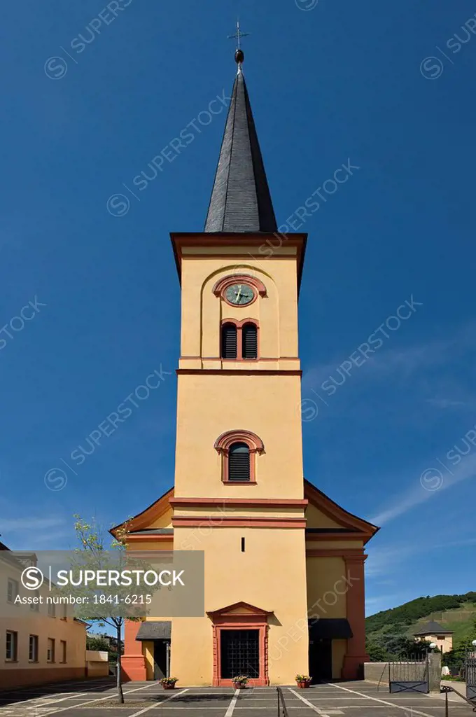 Exterior view of the Trittenheim parish church, Germany, front view