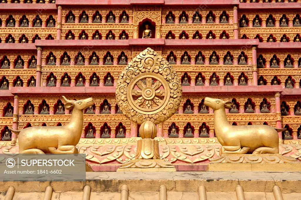 Golden statues of deer in temple, Kathmandu, Nepal