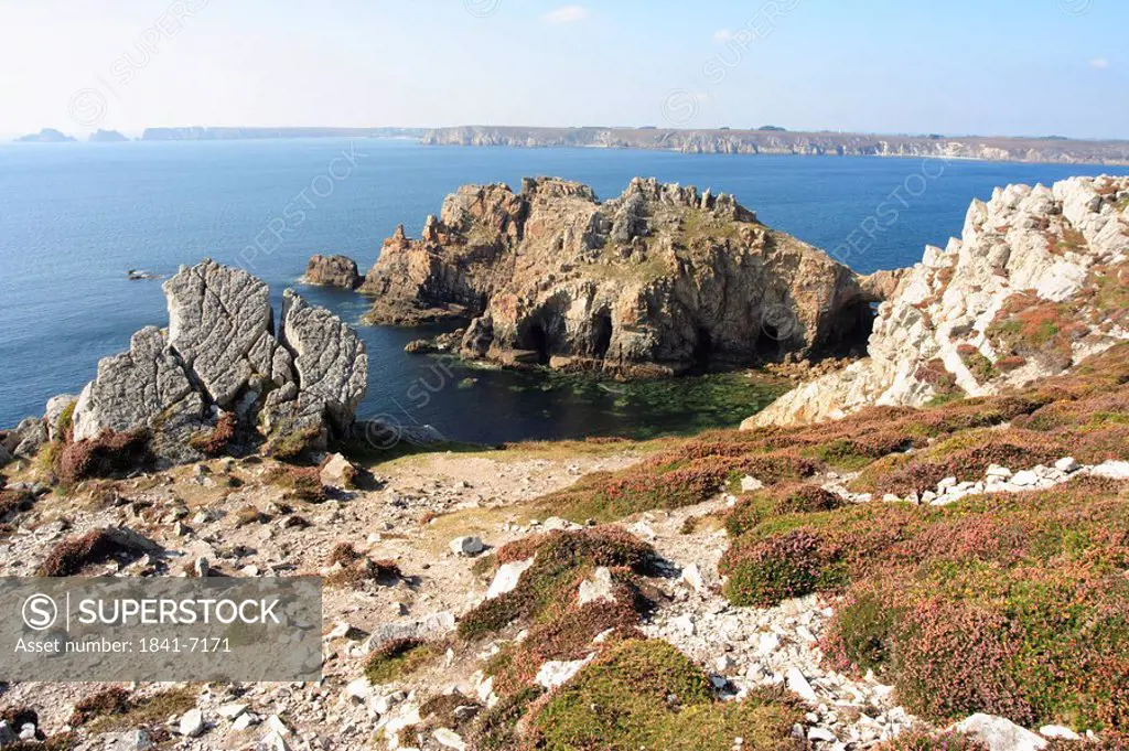 Rock formations at coast, Finistere, Brittany, France