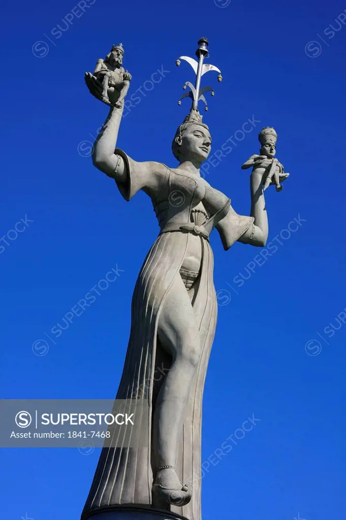Imperia statue at the entrance of the harbour of Konstanz, Germany, low angle view
