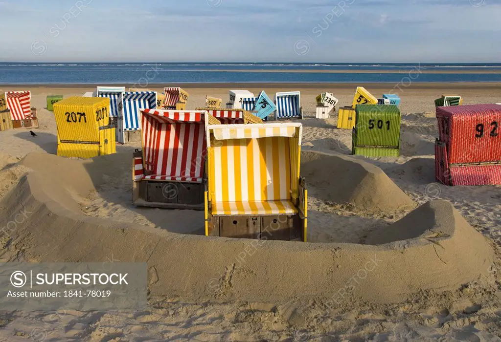 Beach chairs on the beach, Langeoog, Germany