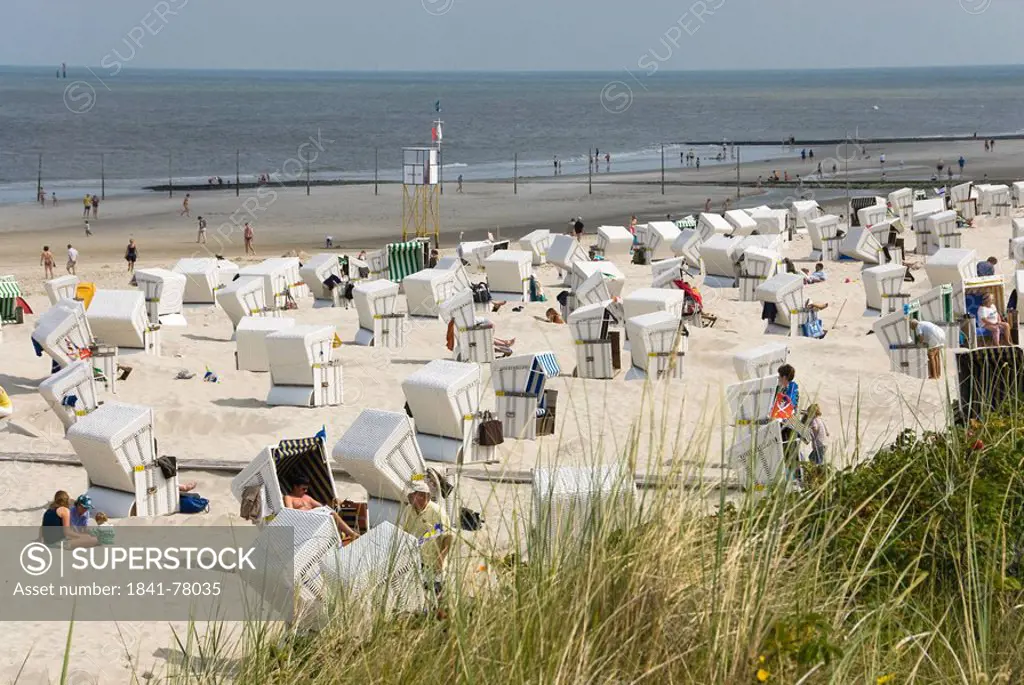 Beach chairs on the beach, Wangerooge, Germany