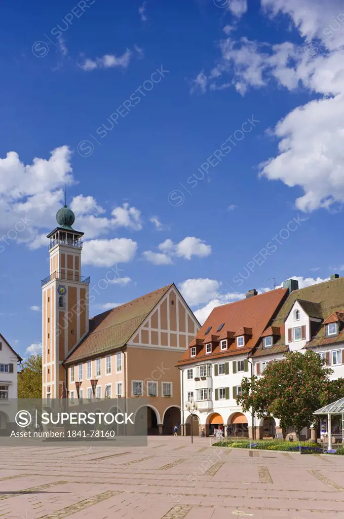 Town hall and upper market square, Freudenstadt, Baden_Wuerttemberg, Germany, Europe
