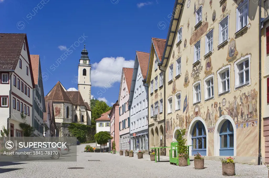Market square with town hall and collegiate church, Horb am Neckar, Baden_Wuerttemberg, Germany, Europe