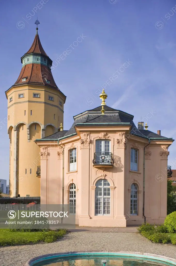 Water tower and Pagodenburg, Rastatt, Baden_Wuerttemberg, Germany, Europe