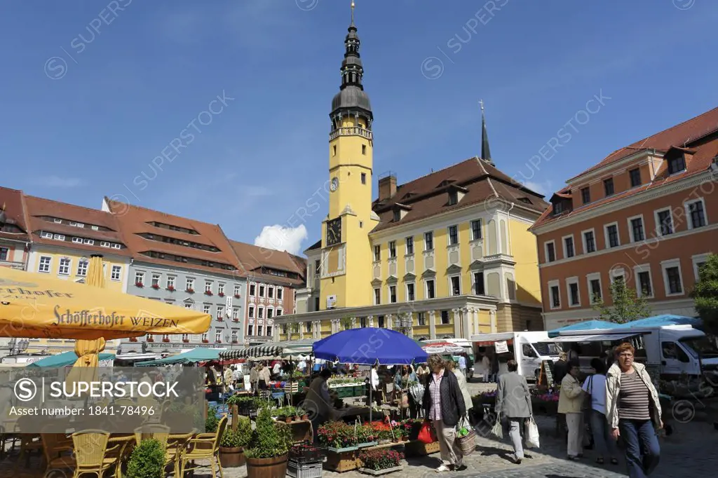 Town hall at central market, Bautzen, Saxony, Germany, Europe