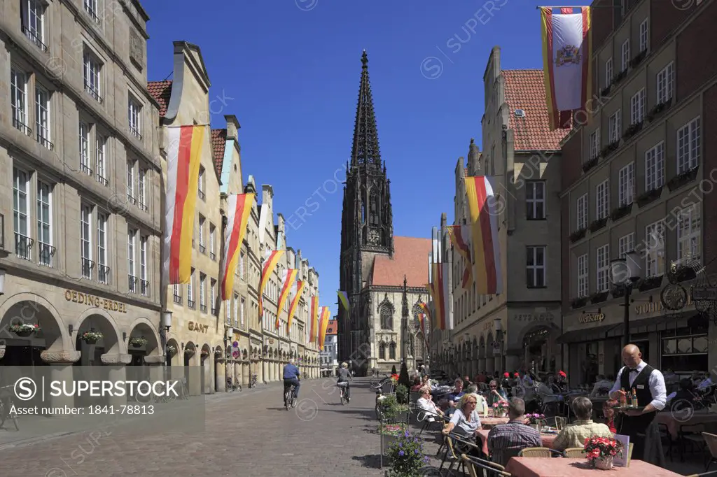 Prinzipalmarkt with Church St. Lamberti, Muenster, Germany
