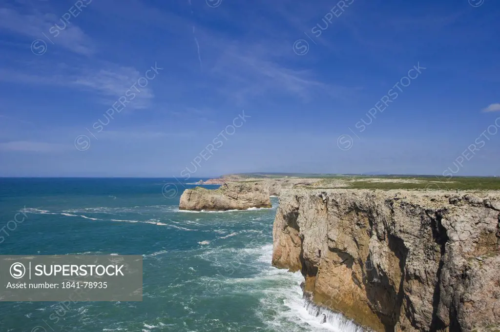 Steep coast Cabo de Sao Vicente, Algarve, Portugal