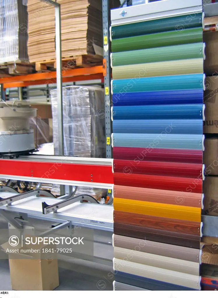 Palette of various colorful samples inside factory