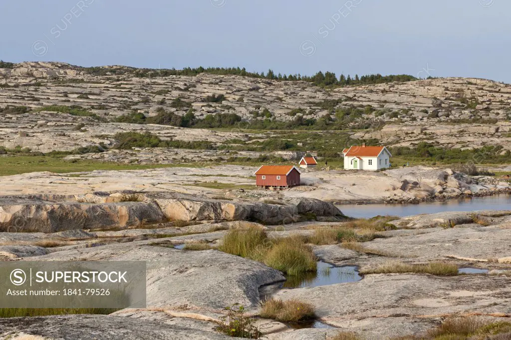 Houses at the skerry coast in Sotenaes, Sweden