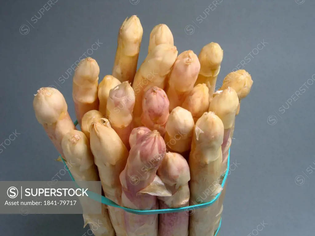 Close_up of asparagus tied with rubber band