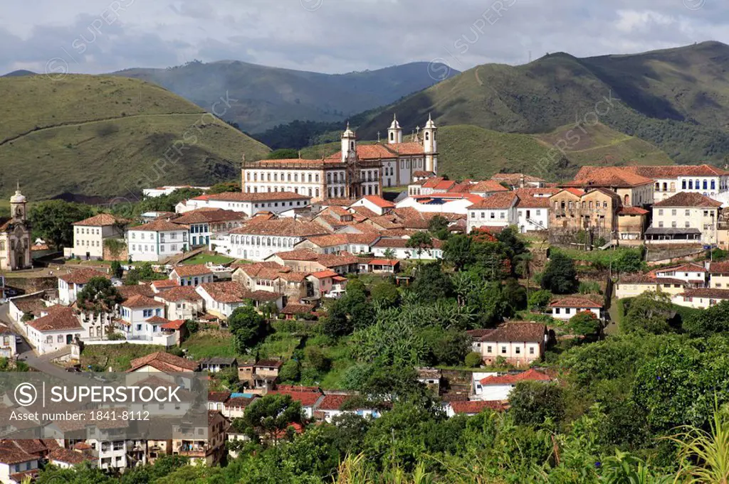 View of Ouro Preto, Minas Gerais, Brazil, elevated view