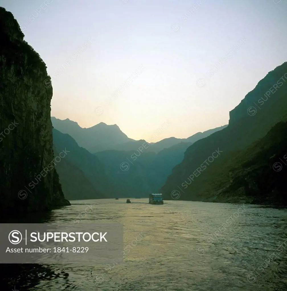 Passenger boat in a river water, Yangtze, China