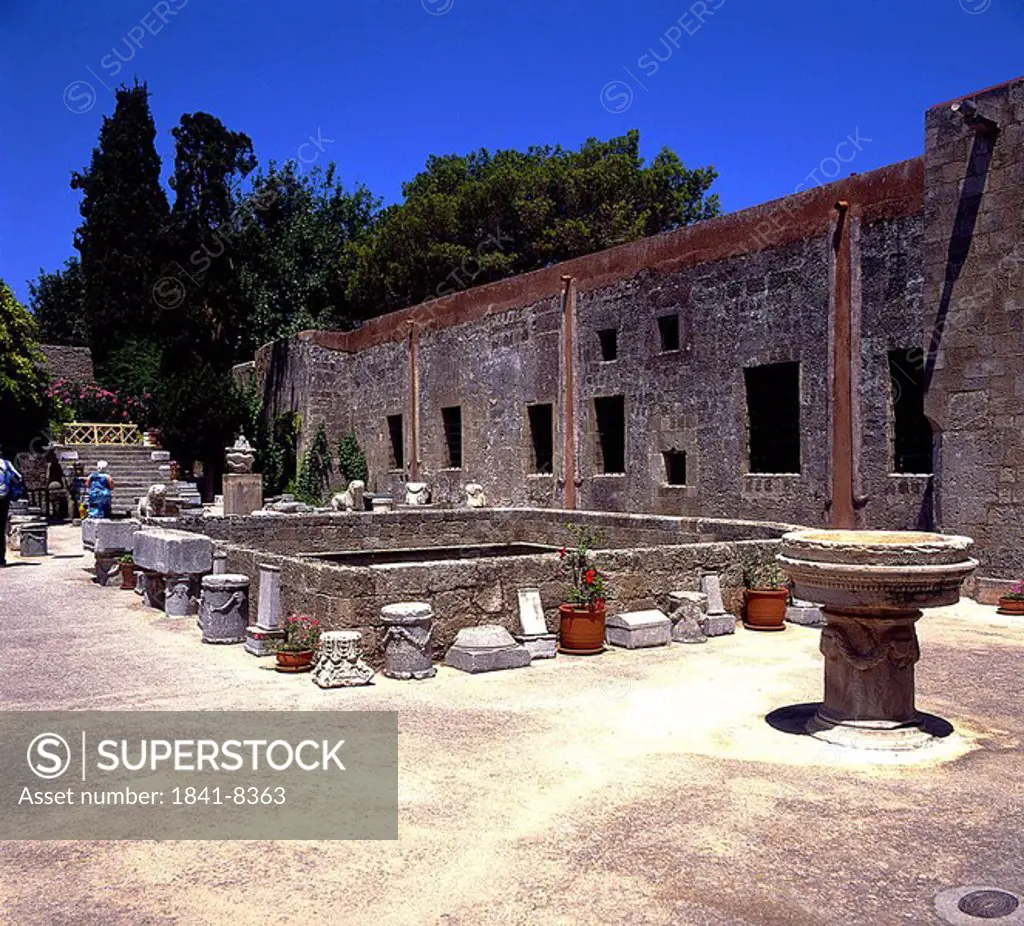 Courtyard of prehistoric museum, Rhodes, Dodecanese Islands, Greece