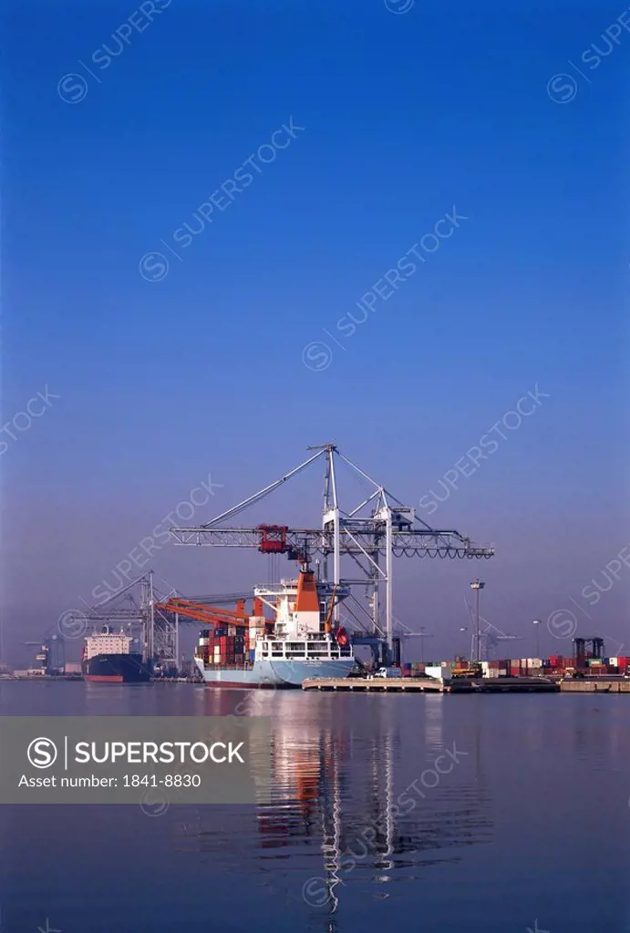 Freighter in sea, Port of Le Havre, Le havre, France