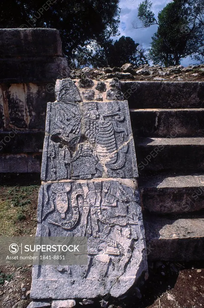Close_up of tombstone, Tomb Of Chac_Mool, Chichen Itza, Yucatan, Mexico