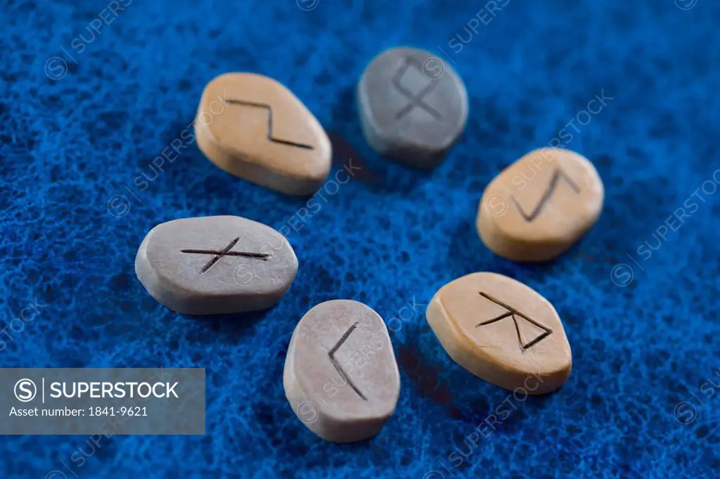 High angle view of runes
