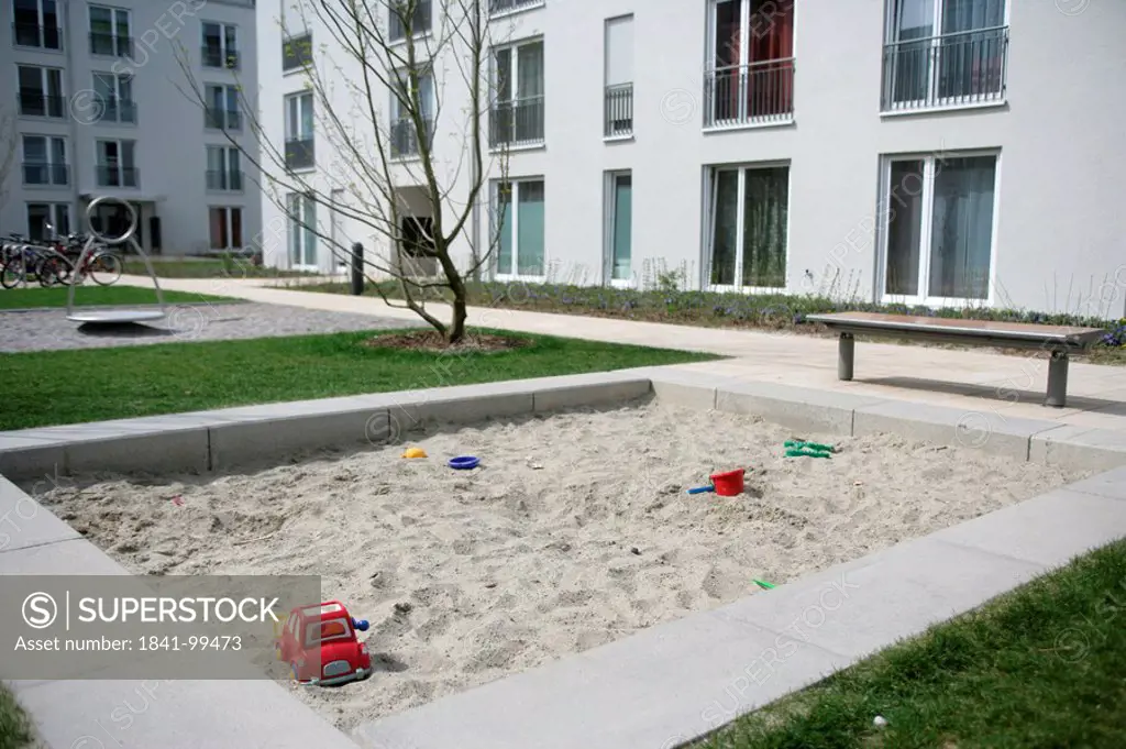 Residential building with playground in Munich, Germany