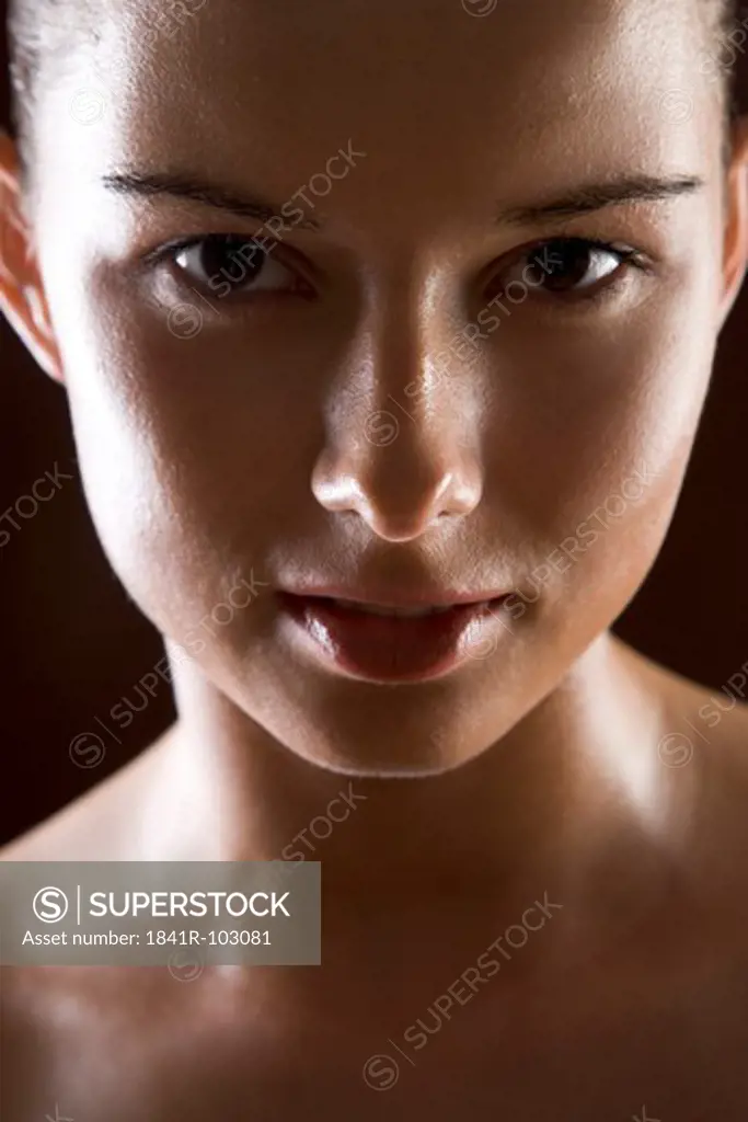 close up of young woman face