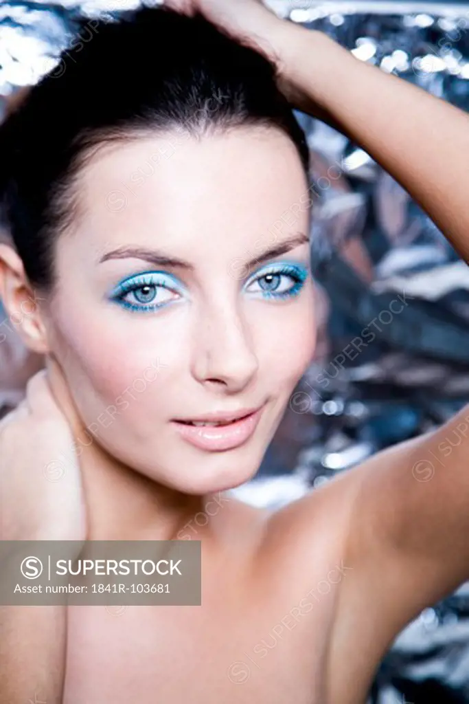 woman with blue makeup