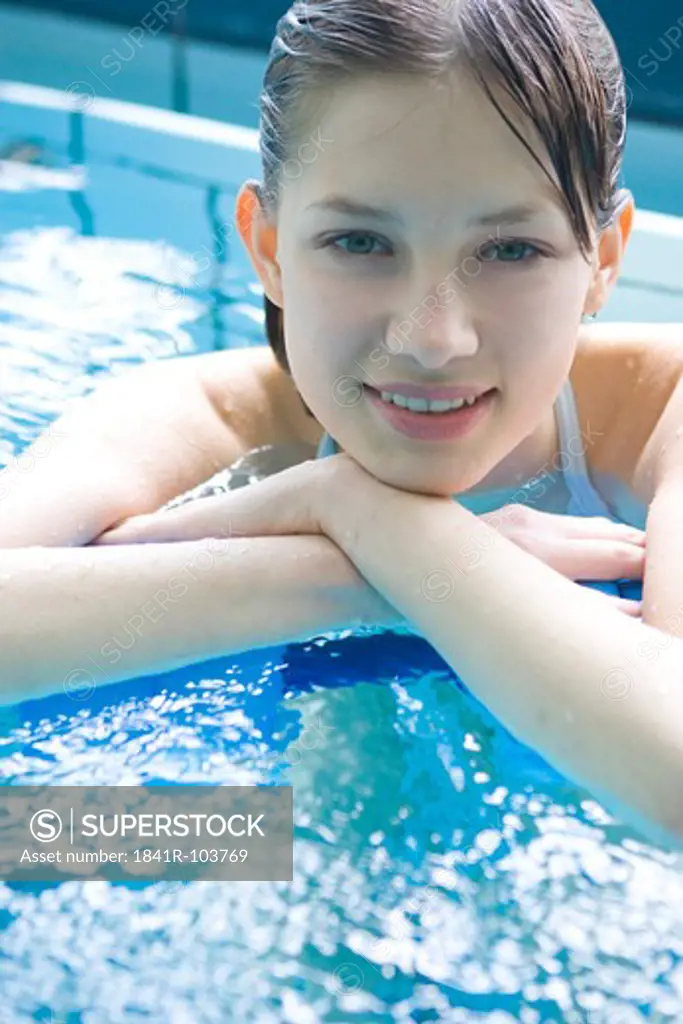 young woman in the swimming pool