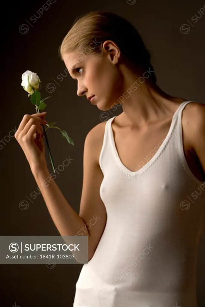 woman with white rose
