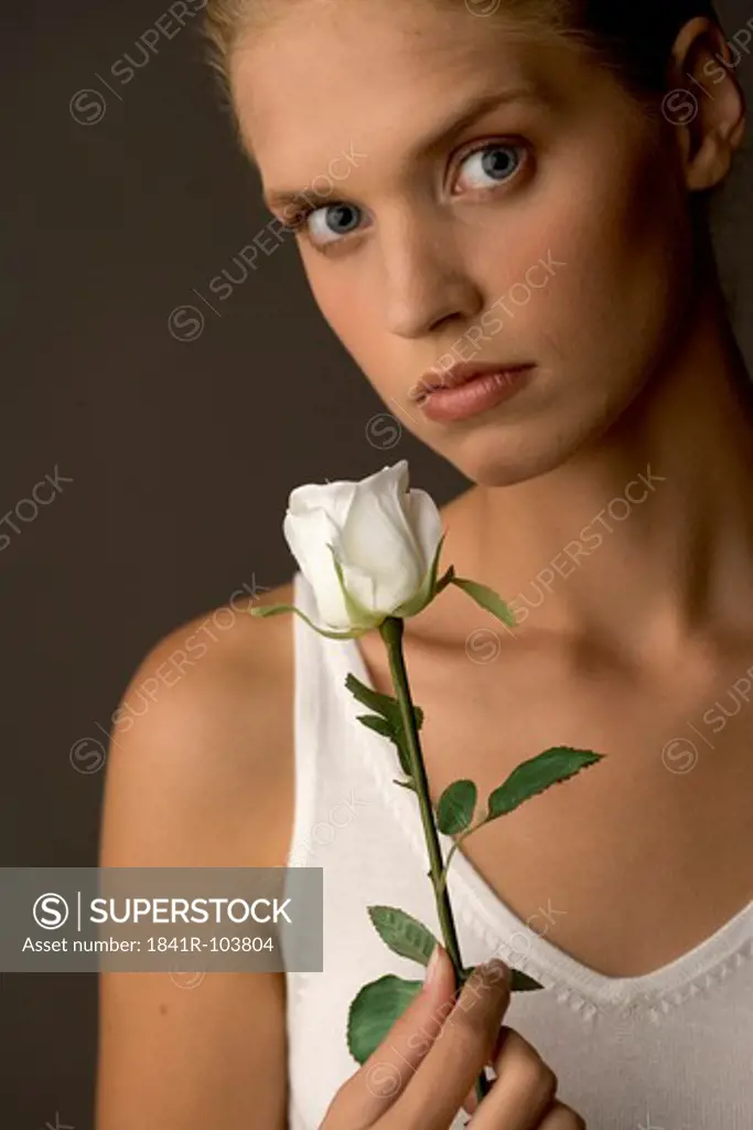 woman with white rose
