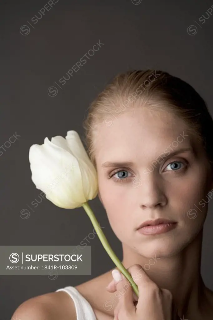 young woman with tulip