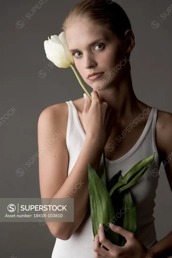 young woman with tulip