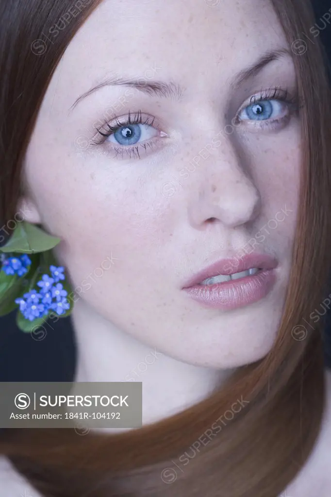 beauty woman with forget-me-nots