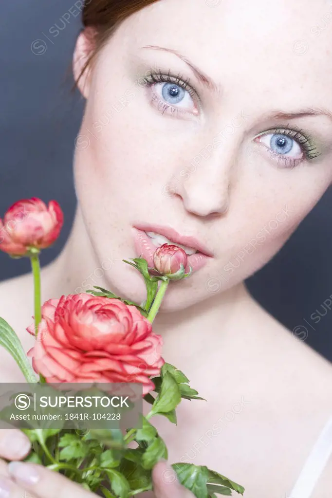 beauty woman with globe flower