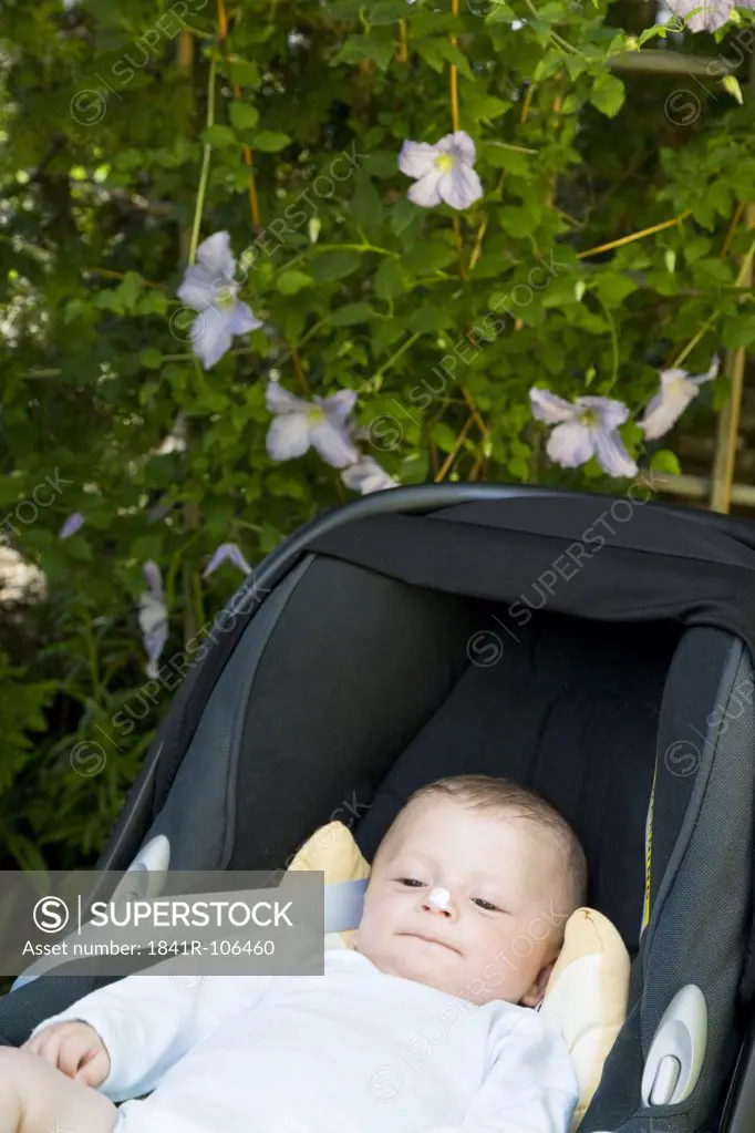 Baby laying in the pram